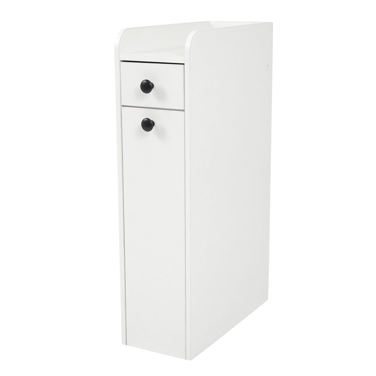 Kompaktiška nišinė spintelė voniai su stalčiais ir ratukais (Balta) – Paveikslėlis 2