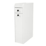 Kompaktiška nišinė spintelė voniai su stalčiais ir ratukais (Balta) – Paveikslėlis 2