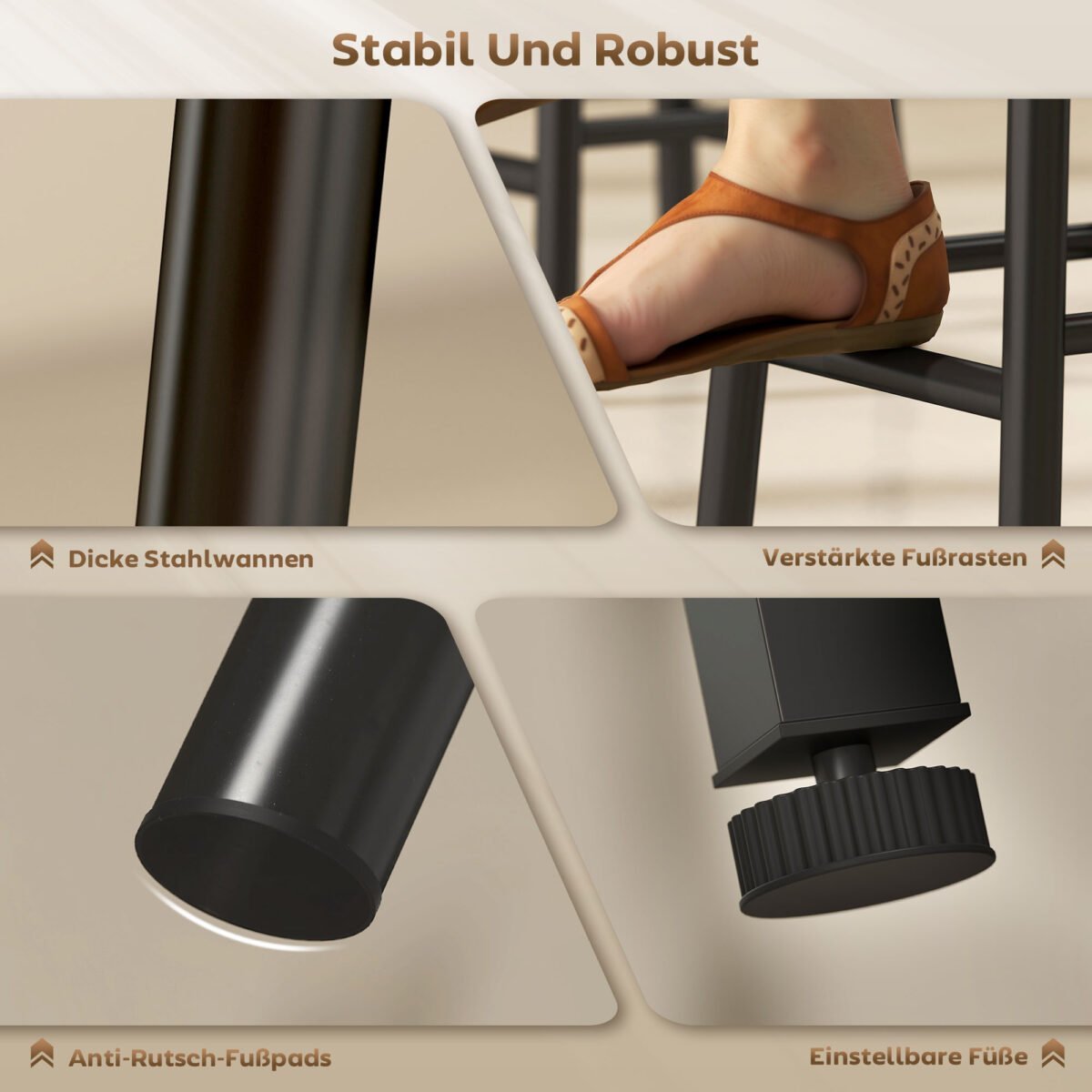 Kompaktiškas 3 dalių baro stalo komplektas su vyno lentynomis ir taurių laikikliais – Paveikslėlis 7