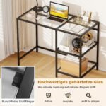 Kompiuterio stalas su grūdinto stiklo stalviršiu (Juoda)