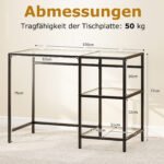 Kompiuterio stalas su grūdinto stiklo stalviršiu (Juoda) – Paveikslėlis 5