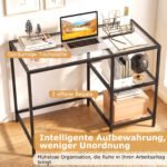 Kompiuterio stalas su grūdinto stiklo stalviršiu (Juoda) – Paveikslėlis 2