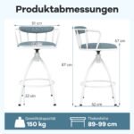 Komplektas dviejų sukamųjų baro kėdžių su atlošu ir kojų atrama (Mėlyna) – Paveikslėlis 2