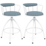 Komplektas dviejų sukamųjų baro kėdžių su atlošu ir kojų atrama (Mėlyna)