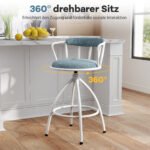 Komplektas dviejų sukamųjų baro kėdžių su atlošu ir kojų atrama (Mėlyna) – Paveikslėlis 3