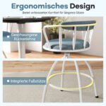 Komplektas dviejų sukamųjų baro kėdžių su atlošu ir kojų atrama (Mėlyna) – Paveikslėlis 4