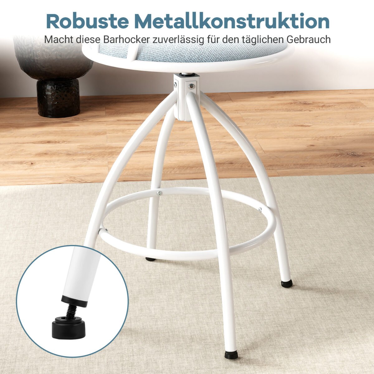 Komplektas dviejų sukamųjų baro kėdžių su atlošu ir kojų atrama (Mėlyna) – Paveikslėlis 5