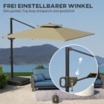 Konsolinis lauko skėtis 247x247 cm su pakreipimo funkcija ir vėdinamu dvigubu stogu – Paveikslėlis 5