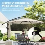 Konsolinis skėtis Ø300 cm, pakreipiamas, su rankenėle, su tvirtu kryžminiu pagrindu ir apsauginiu uždangalu