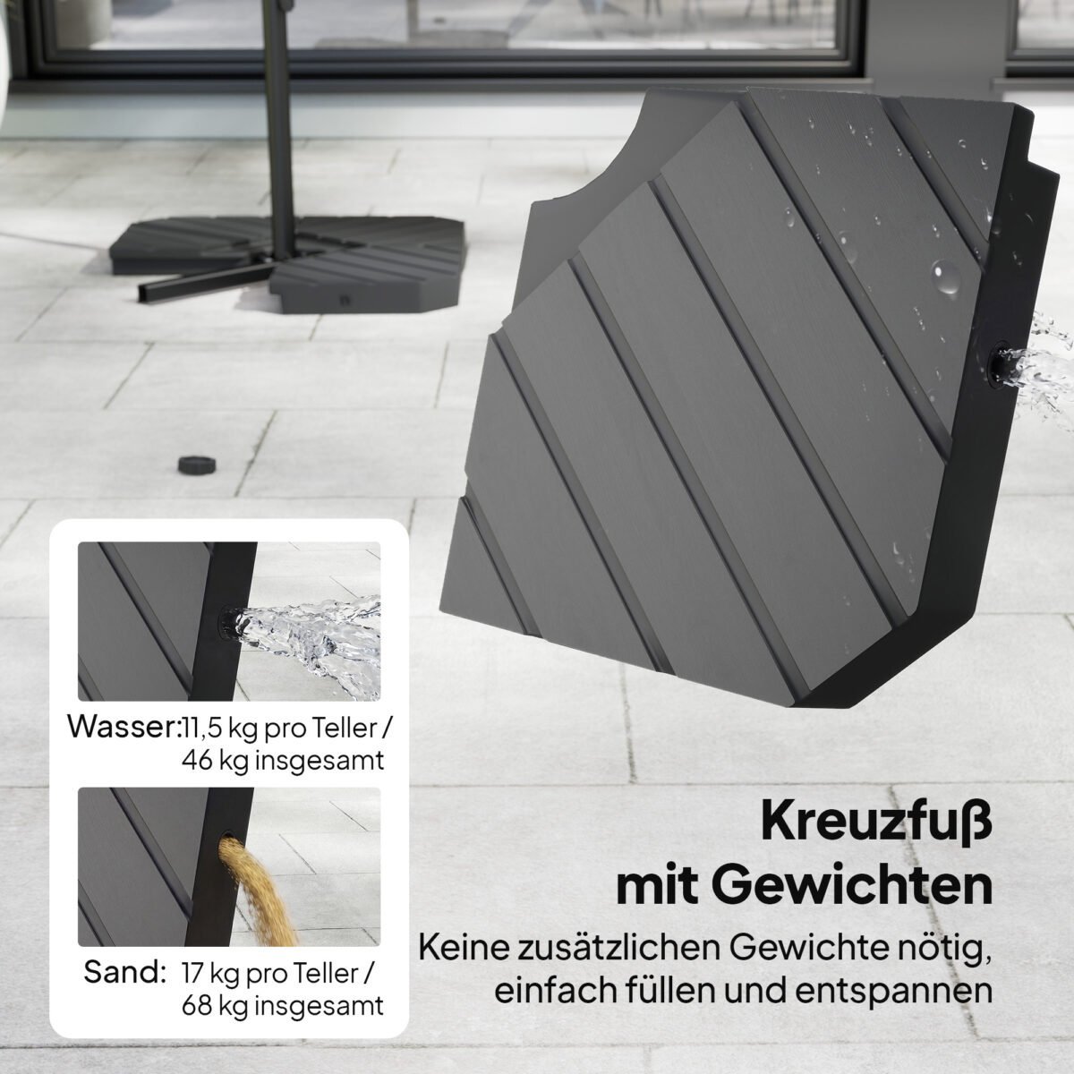 Konsolinis skėtis Ø300 cm su fiksavimo mechanizmu ir užpildomais svoriais – Paveikslėlis 4