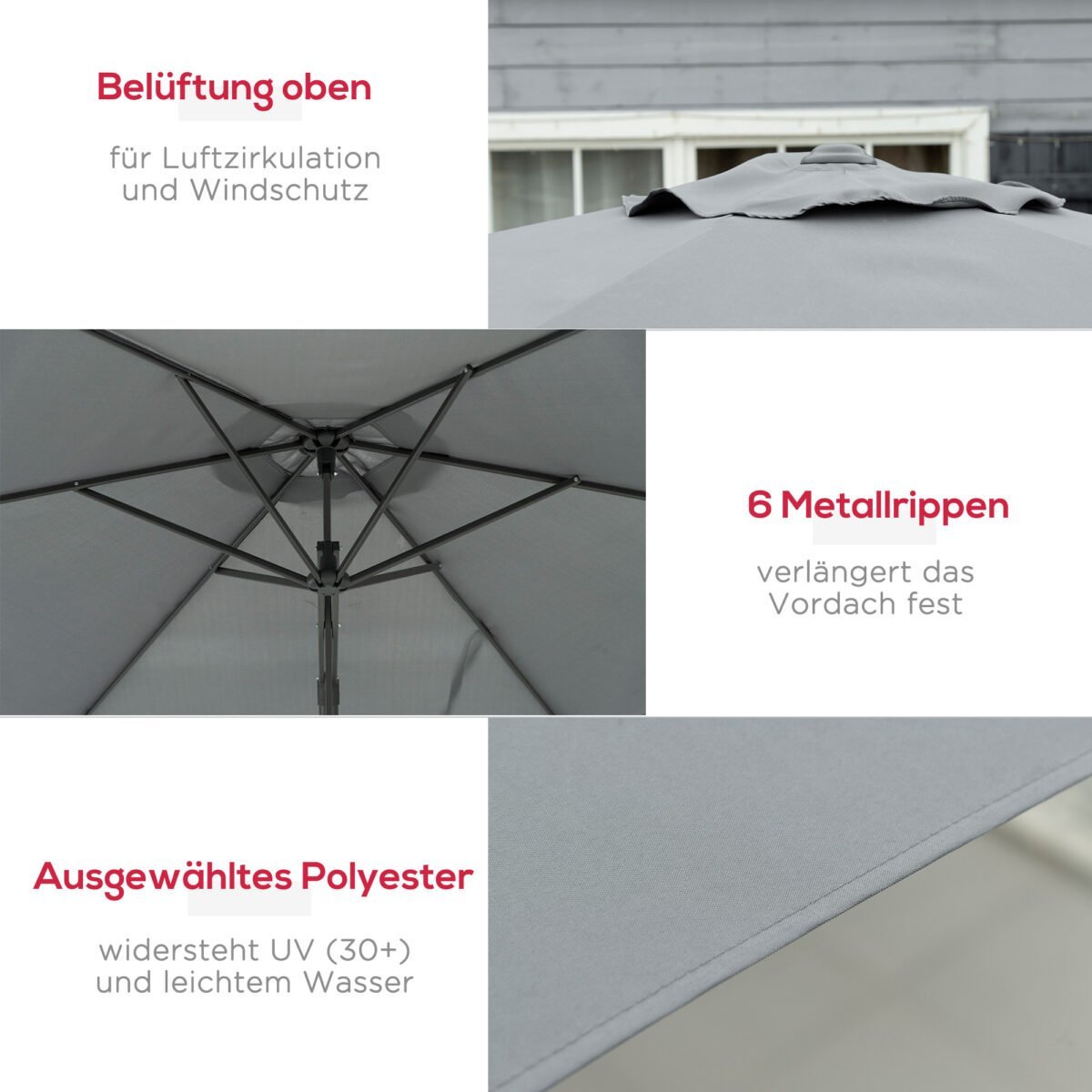 Konsolinis skėtis nuo saulės Ø293 cm su šoniniu stiebu – Paveikslėlis 5