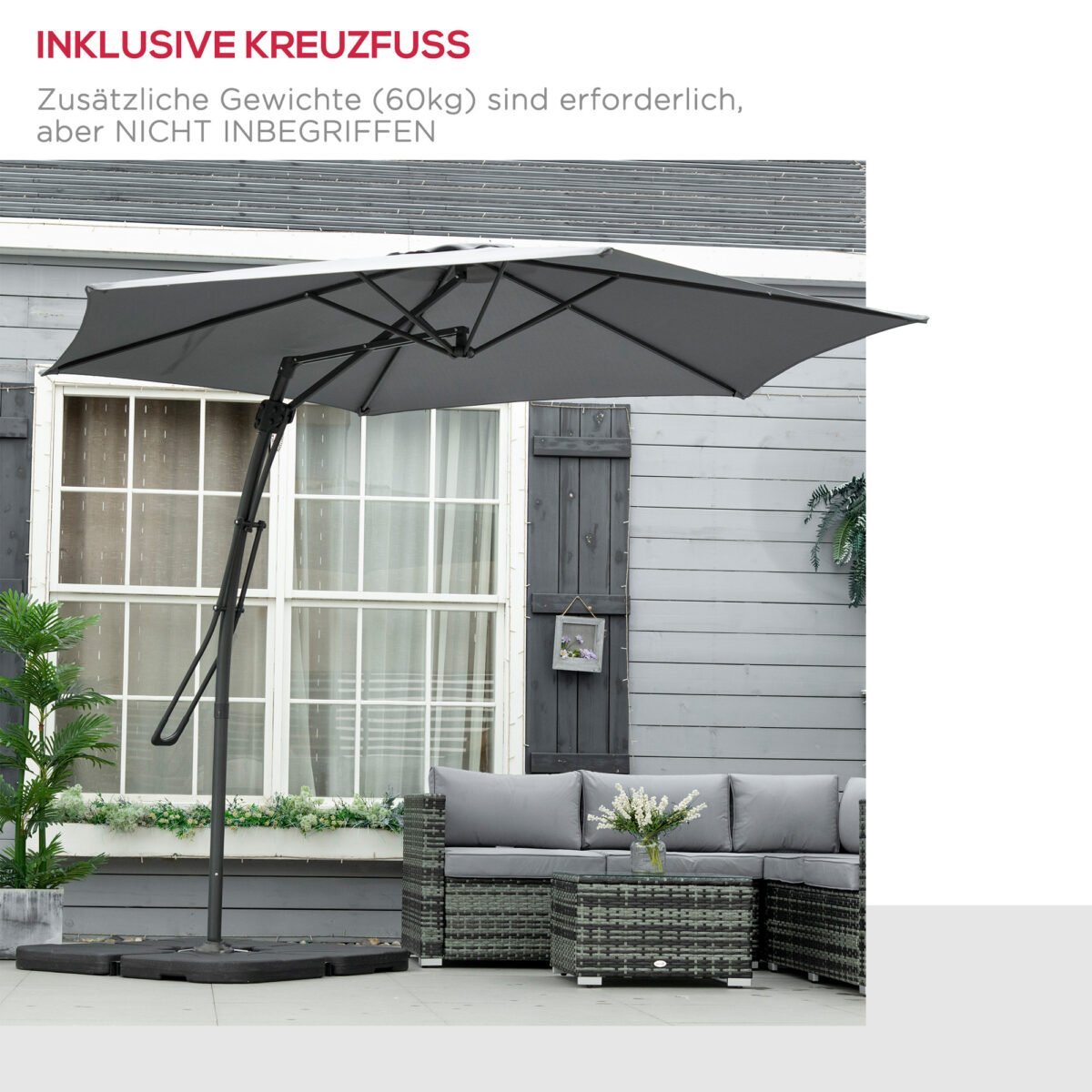 Konsolinis skėtis nuo saulės Ø293 cm su šoniniu stiebu – Paveikslėlis 6