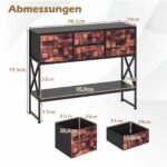 Konsolinis staliukas su 4 medžiaginiais stalčiais ir medienos mozaika (Kavos) – Paveikslėlis 2