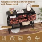 Konsolinis staliukas su 4 medžiaginiais stalčiais ir medienos mozaika (Kavos) – Paveikslėlis 3