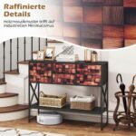 Konsolinis staliukas su 4 medžiaginiais stalčiais ir medienos mozaika (Kavos) – Paveikslėlis 5