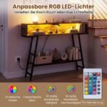 Konsolinis staliukas su RGB LED apšvietimu ir įkrovimo stotele (Rūdikio ruda)
