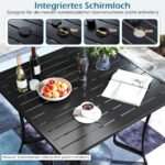 Kvadratinis metalinis stalas su skėčio anga terasai (Juoda) – Paveikslėlis 3