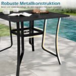 Kvadratinis metalinis stalas su skėčio anga terasai (Juoda) – Paveikslėlis 5