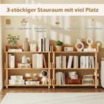 Laisvai pastatoma 3 lygių medinė kampinė lentyna (Natūrali) – Paveikslėlis 4