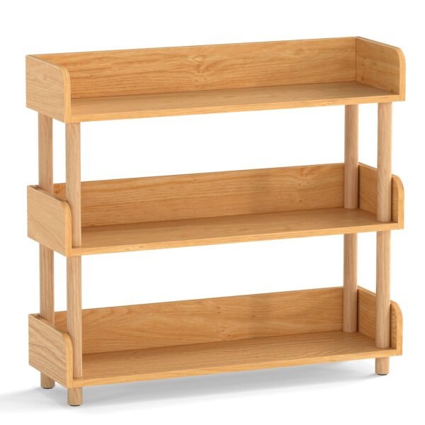 Laisvai pastatoma 3 lygių medinė kampinė lentyna (Natūrali)