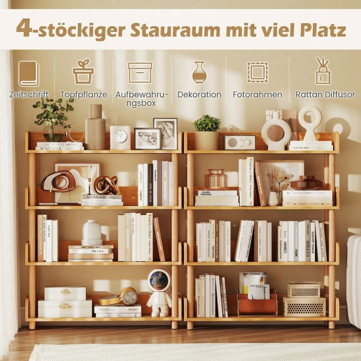 Laisvai pastatoma trijų aukštų kampinė lentyna (Natūrali) – Paveikslėlis 4