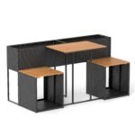 Lauko baldų komplektas su pakelta lysvele ir integruotais krėslais (Juoda)