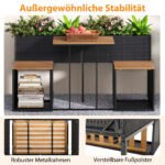 Lauko baldų komplektas su pakelta lysvele ir integruotais krėslais (Juoda)