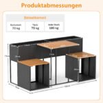 Lauko baldų komplektas su pakelta lysvele ir integruotais krėslais (Juoda) – Paveikslėlis 5