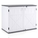 Lauko daiktadėžė su reguliuojama lentyna ir užrakinamu dangčiu (Šviesiai pilka + Balta)