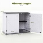 Lauko daiktadėžė su reguliuojama lentyna ir užrakinamu dangčiu (Šviesiai pilka + Balta) – Paveikslėlis 3