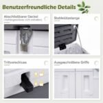 Lauko daiktadėžė su reguliuojama lentyna ir užrakinamu dangčiu (Šviesiai pilka + Balta) – Paveikslėlis 4