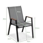 Lauko kėdžių komplektas su aukštu atlošu ir Teslin audiniu 4 vnt. (Pilka) – Paveikslėlis 2