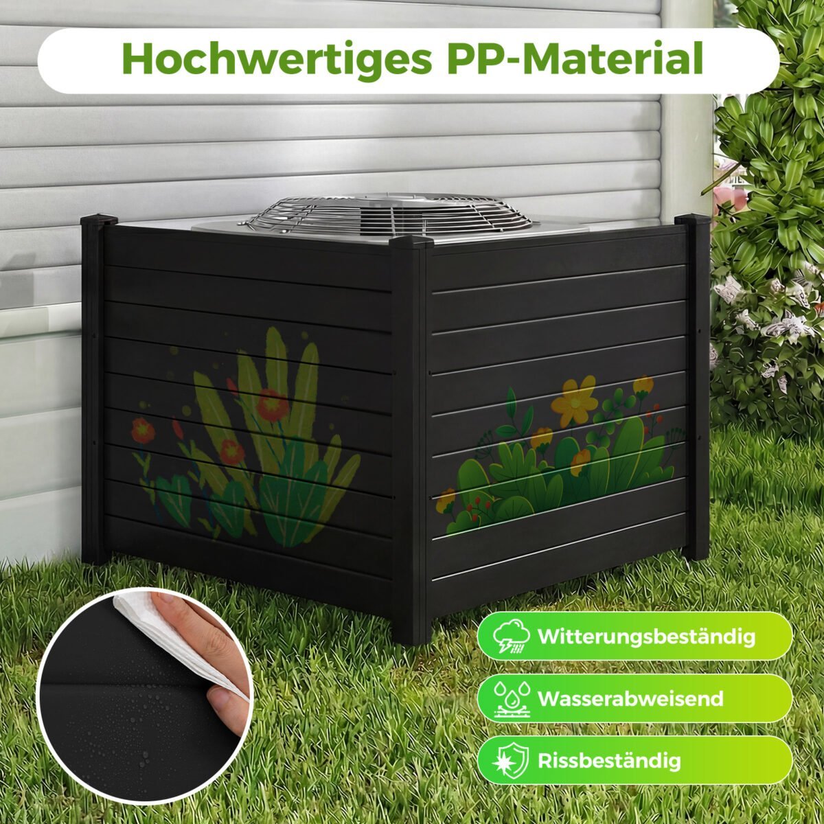 Lauko privatumo tvora su 2 reguliuojamomis plokštėmis (Juoda) – Paveikslėlis 3