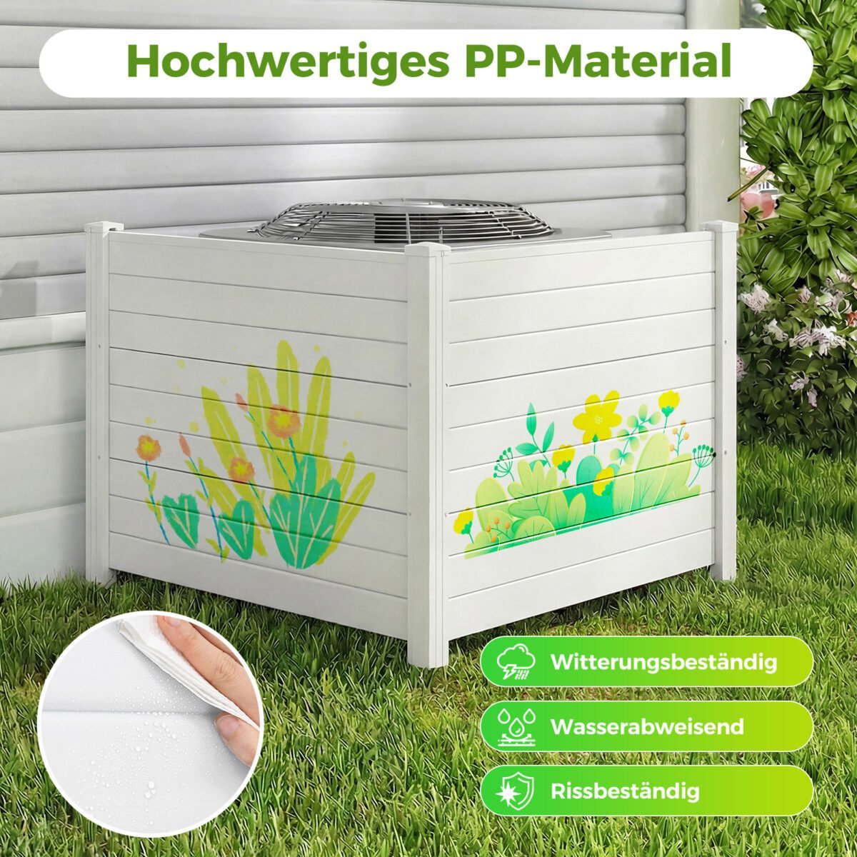 Lauko privatumo tvora su dviem paneliais ir įtvirtinimo kuolais (Balta) – Paveikslėlis 3