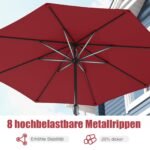 auko skėtis su rankena ir ventiliacine anga Ø 260 cm (Vyno raudona) – Paveikslėlis 2