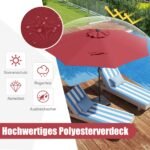 auko skėtis su rankena ir ventiliacine anga Ø 260 cm (Vyno raudona) – Paveikslėlis 3