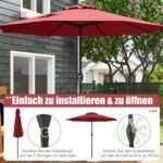 auko skėtis su rankena ir ventiliacine anga Ø 260 cm (Vyno raudona) – Paveikslėlis 4