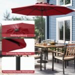 auko skėtis su rankena ir ventiliacine anga Ø 260 cm (Vyno raudona) – Paveikslėlis 5