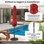 Lauko skėtis su rankeniniu mechanizmu ir reguliuojamu pasvirimo kampu (Raudona) – Paveikslėlis 3