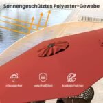 Lauko skėtis su rankeniniu mechanizmu ir reguliuojamu pasvirimo kampu (Raudona) – Paveikslėlis 5