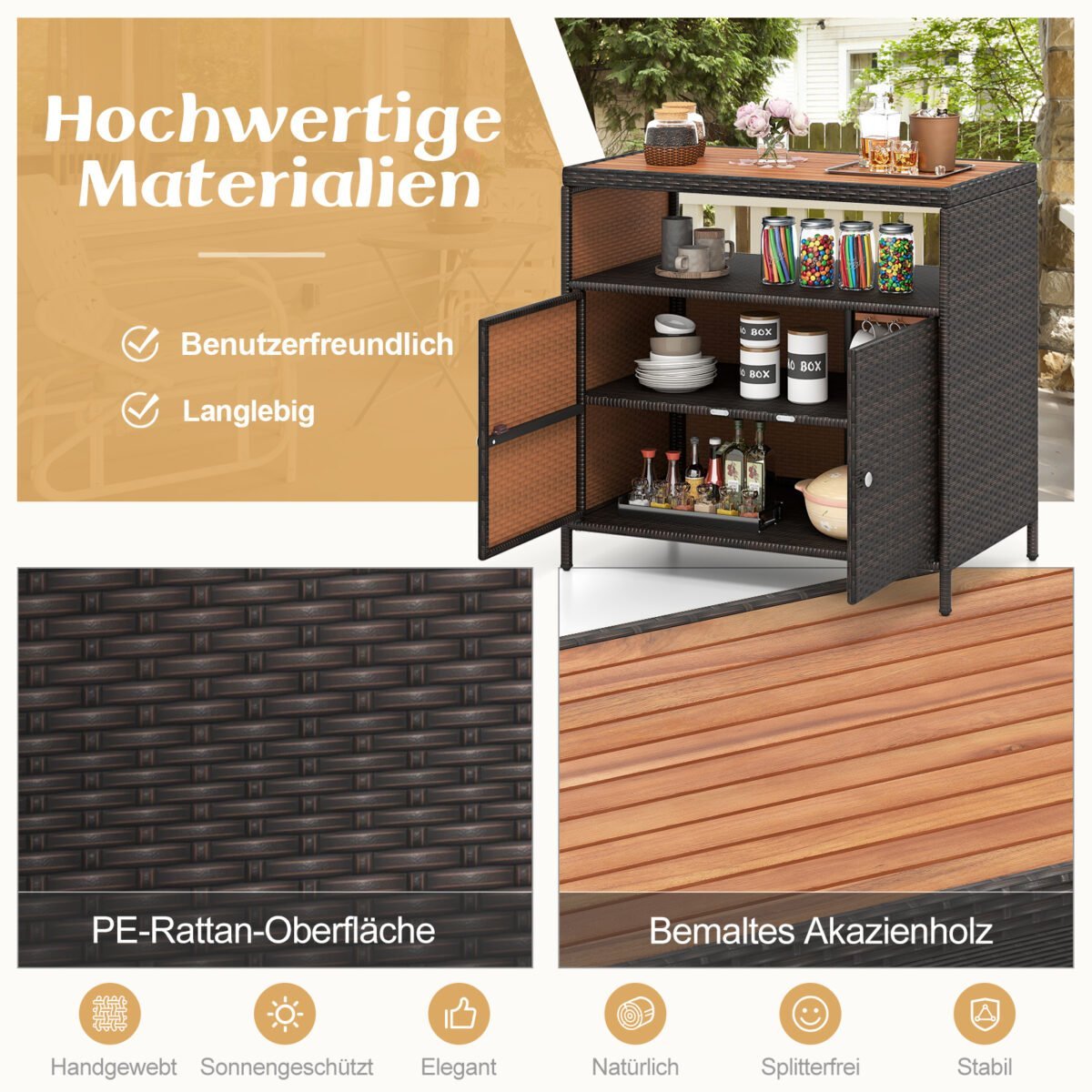 Lauko spinta iš ratano su akacijos medienos stalviršiu (Ruda)