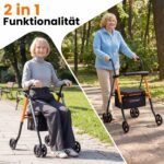 Lengva sulankstoma vaikštynė su sėdyne ir reguliuojamu aukščiu (Juoda) – Paveikslėlis 3