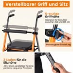 Lengva sulankstoma vaikštynė su sėdyne ir reguliuojamu aukščiu (Juoda) – Paveikslėlis 4