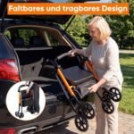 Lengva sulankstoma vaikštynė su sėdyne ir reguliuojamu aukščiu (Juoda) – Paveikslėlis 5