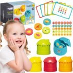 Loginis spalvų rūšiavimo žaidimas gyvūnėliams maitinti