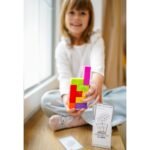 Magnetinių 3D kaladėlių Tetris dėlionė su užduočių kortelėmis