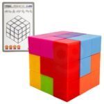 Magnetinių 3D kaladėlių Tetris dėlionė su užduočių kortelėmis