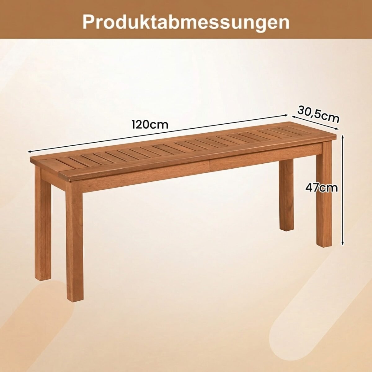 Masyvios medienos sodo suoliukas su tikmedžio aliejaus apdaila (Natūrali) – Paveikslėlis 2