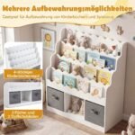 Medinė Montessori knygų lentyna vaikams su 4 lentynomis ir stalčiais (Balta) – Paveikslėlis 3