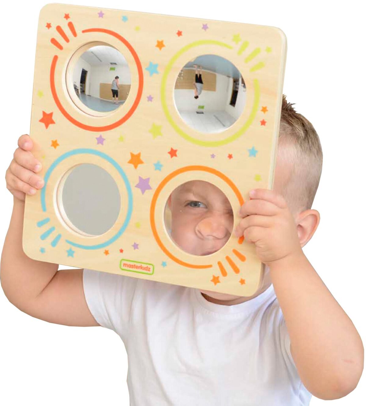 Medinė Montessori sensorinė lenta su veidrodžiais ir lupa – Paveikslėlis 6